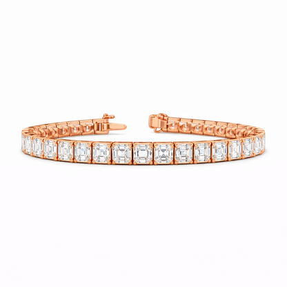GLACERA | 19.21 Ct Asscher Diamond Tennis Bracelet in  14K Rose Gold