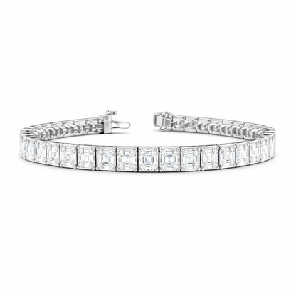 GLACERA | 19.21 Ct Asscher Diamond Tennis Bracelet in  14K White Gold