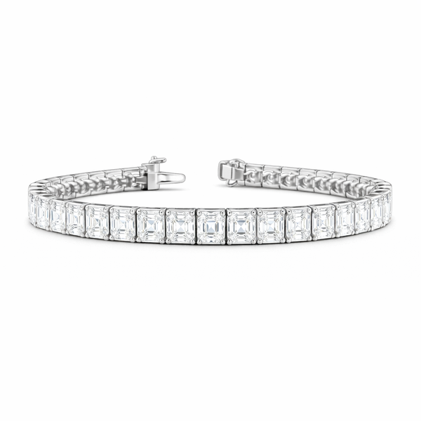 GLACERA | 19.21 Ct Asscher Diamond Tennis Bracelet in  14K White Gold