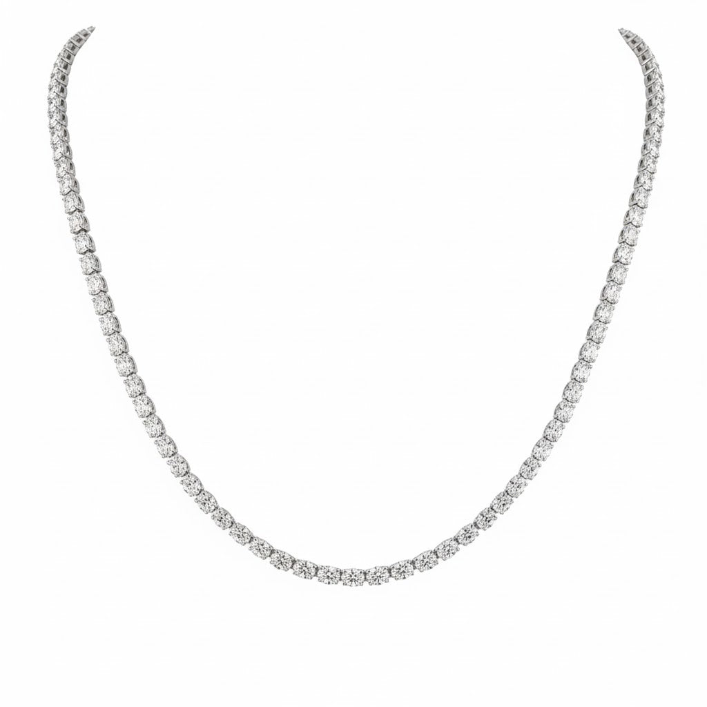 GLIDE | 10.01 Ct Oval Diamond Tennis Necklace in 14K White Gold - Lab Grown Diamond