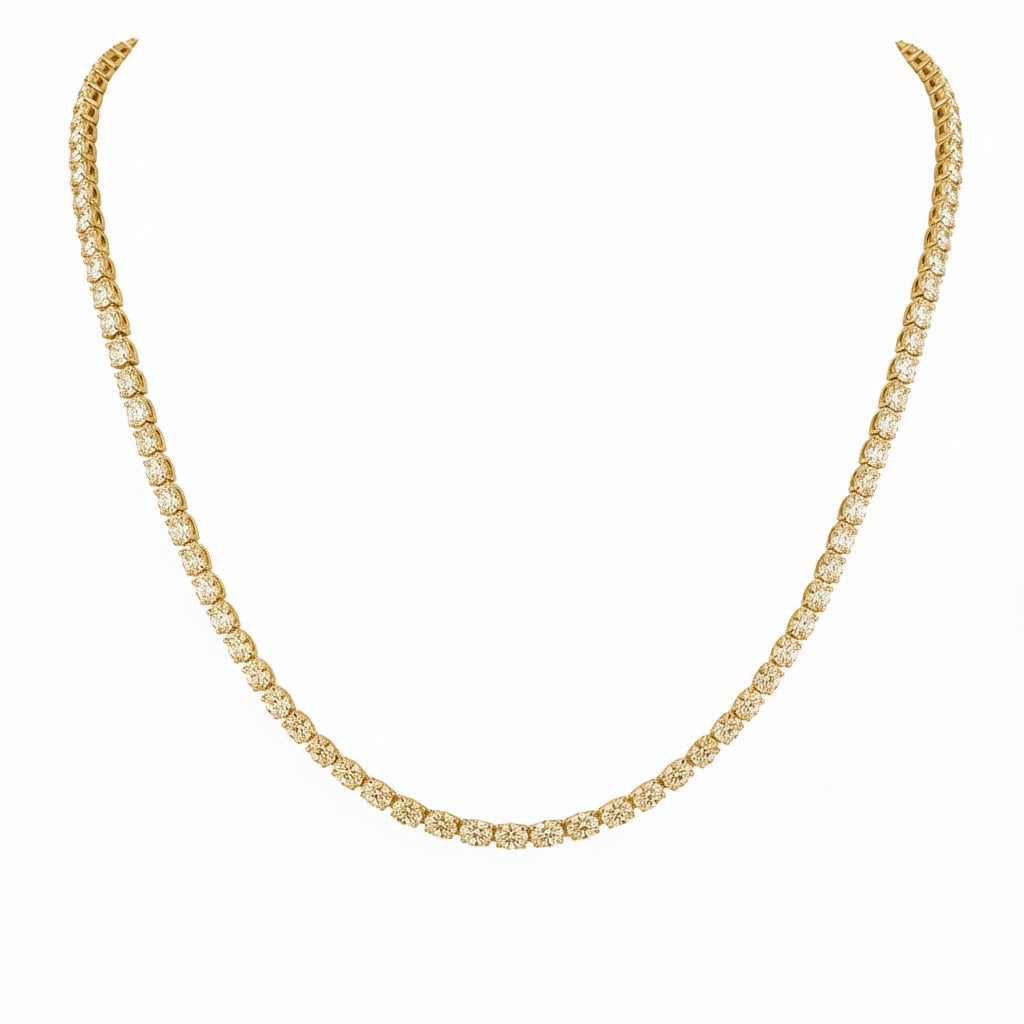GLIDE | 10.01 Ct Oval Diamond Tennis Necklace in 14K Yellow Gold - Lab Grown Diamond