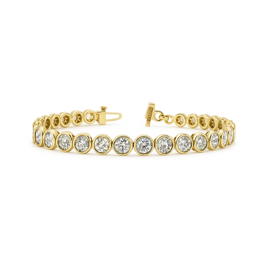 GLORIA | 20.01 Ct Round Diamond Tennis Bracelet in 14K Yellow Gold