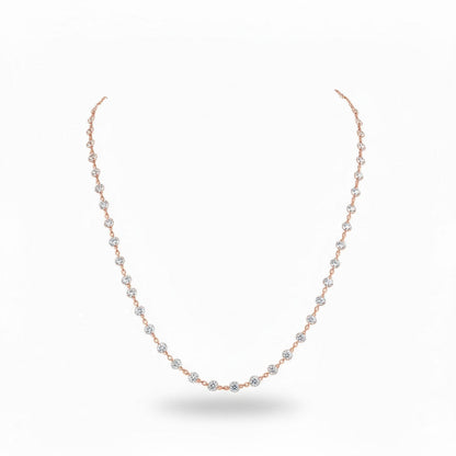 GLOW | 6.24 Ct Round Diamond Station Necklace in 14K Rose Gold