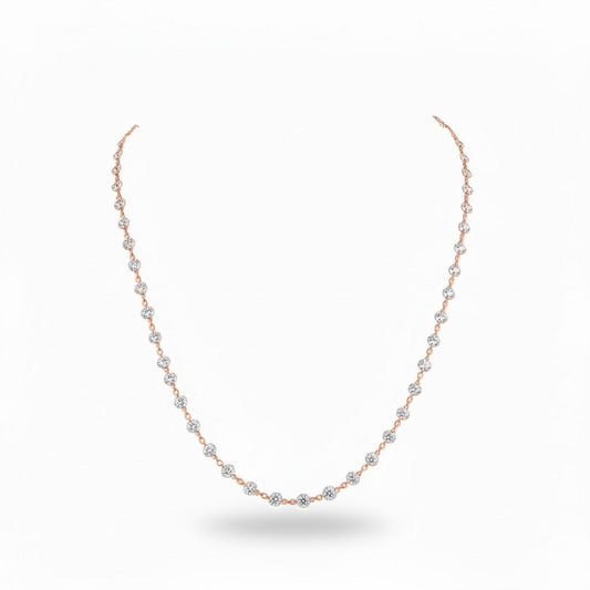 GLOW | 6.24 Ct Round Diamond Station Necklace in 14K Rose Gold