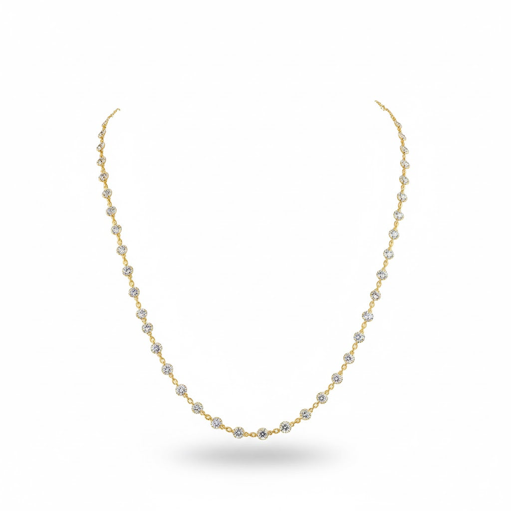 glow | 6.24 ct round diamond station necklace in 14k yellow gold