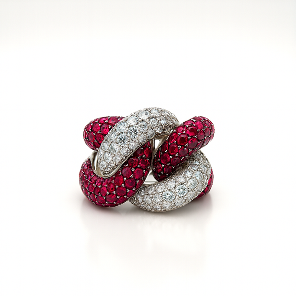 Prismora Ruby and Diamond Ring | Total 8.67CT Natural | 18K White Gold