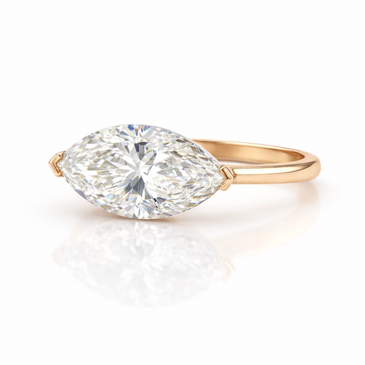 HELENA | 3.03 Ct Marquise Diamond Solitaire Ring in 14K Rose Gold - Lab Grown Diamond