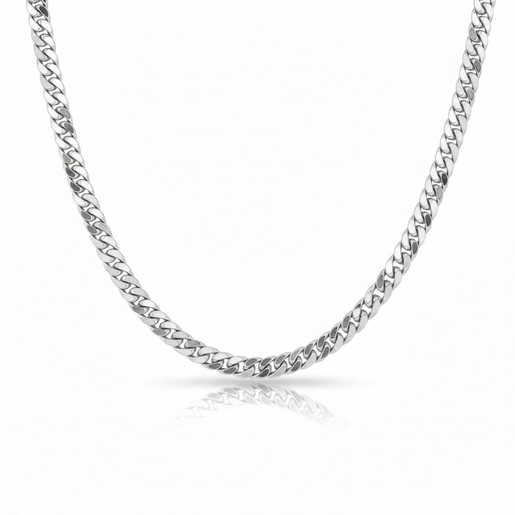 herculean | 214.70gm curb chain in 14k white gold - lab grown diamond