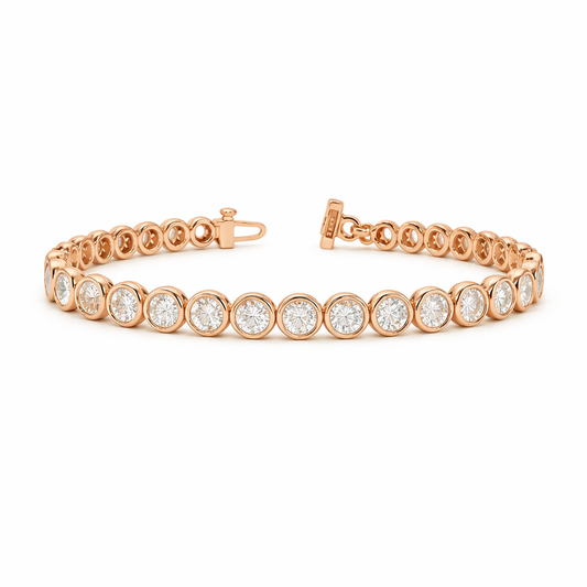 HIGHLANDER | 13.38 Ct Round Diamond Tennis Bracelet in 14K Rose Gold