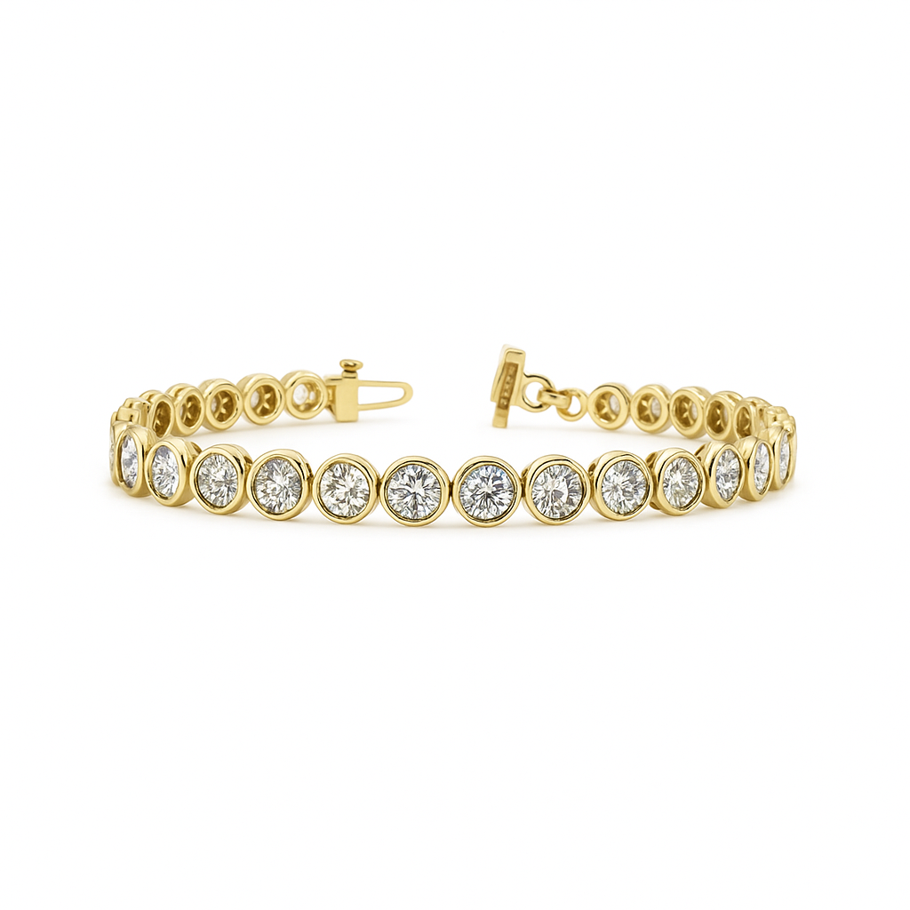 highlander | 13.38 ct round diamond tennis bracelet in 14k yellow gold
