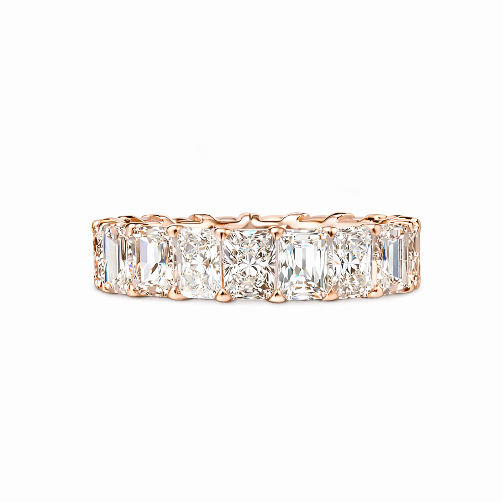 ICE | 8.46 Carat Radiant Cut Eternity Band In 18K Rose Gold - Lab Grown Diamond