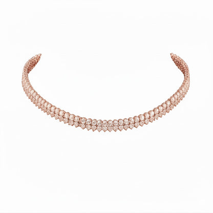 IMPERIAL  | 30.98 Ct Cascade Pear Diamond Tennis Necklace in 14K Rose Gold