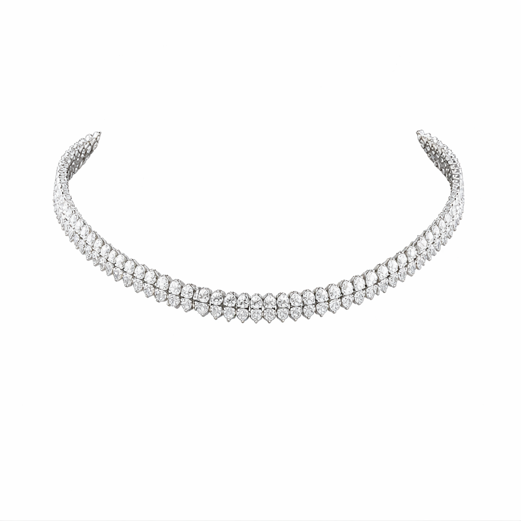 IMPERIAL  | 30.98 Ct Cascade Pear Diamond Tennis Necklace in 14K White Gold