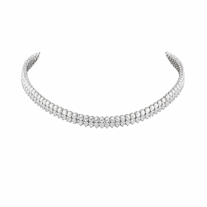 IMPERIAL  | 30.98 Ct Cascade Pear Diamond Tennis Necklace in 14K White Gold
