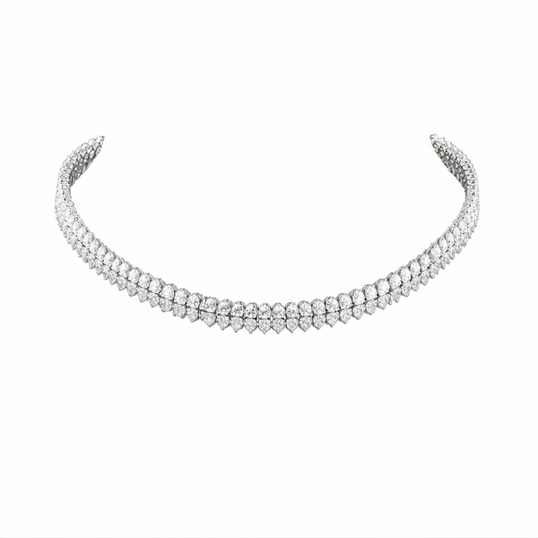 IMPERIAL  | 30.98 Ct Cascade Pear Diamond Tennis Necklace in 14K White Gold