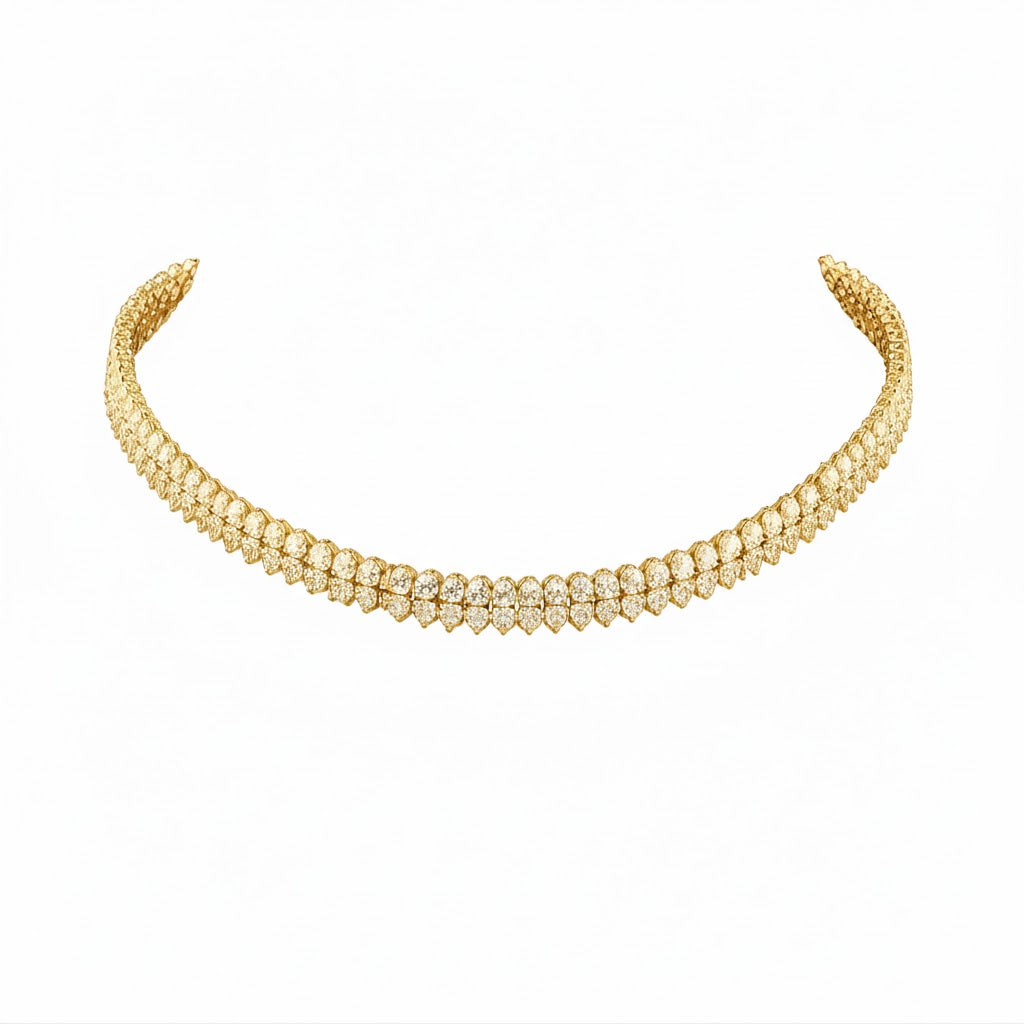 imperial  | 30.98 ct cascade pear diamond tennis necklace in 14k yellow gold