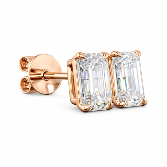 IRIS | 2.13 Ct Emerald Stud Earrings in 14K Rose Gold