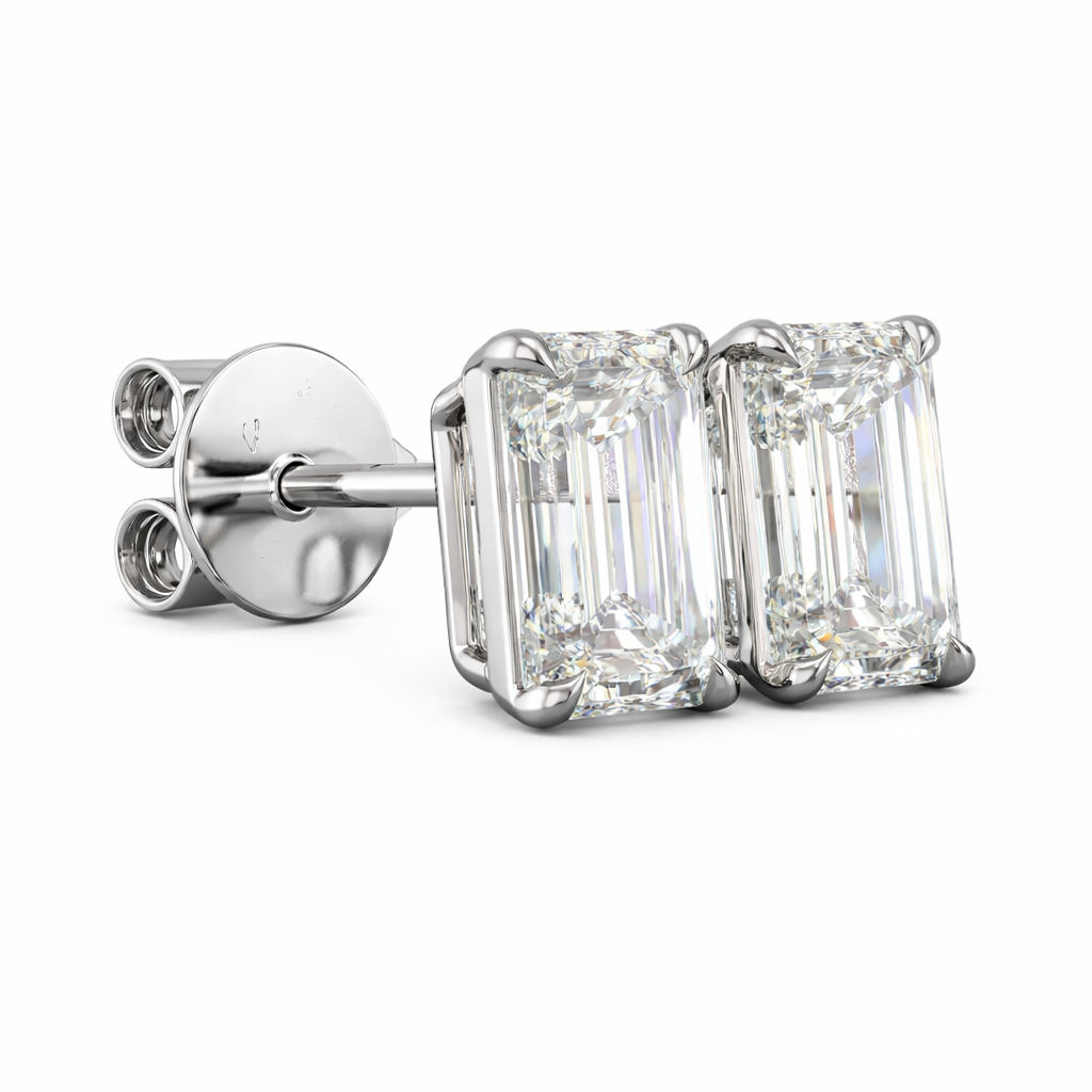 IRIS | 2.13 Ct Emerald Stud Earrings in 14K White Gold