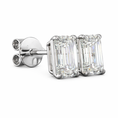 IRIS | 2.13 Ct Emerald Stud Earrings in 14K White Gold