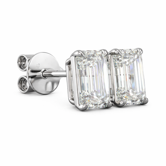 IRIS | 2.13 Ct Emerald Stud Earrings in 14K White Gold