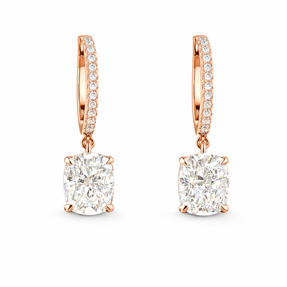 ISABELLA LAURENT | 3.26 Ct 14K Rose GOLD Cushion Brilliant Shape Hanging Earring - Lab Grown Diamond