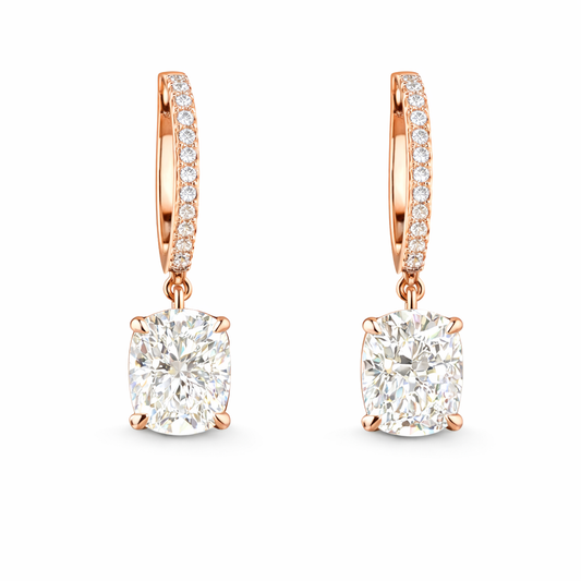 ISABELLA LAURENT | 3.26 Ct 14K Rose GOLD Cushion Brilliant Shape Hanging Earring - Lab Grown Diamond