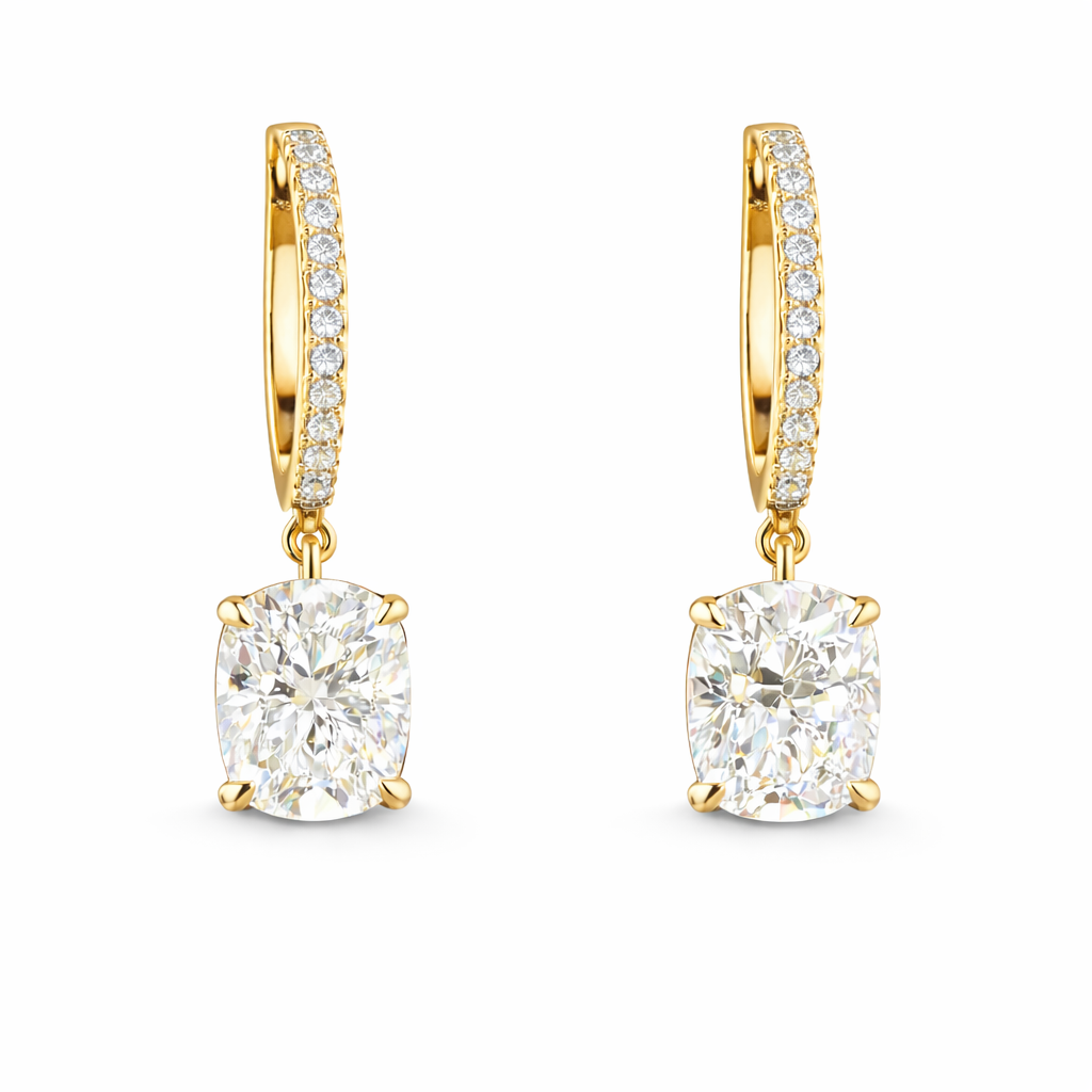 ISABELLA LAURENT | 3.26 Ct 14K WHITE GOLD Cushion Brilliant Shape Hanging Earring - Lab Grown Diamond