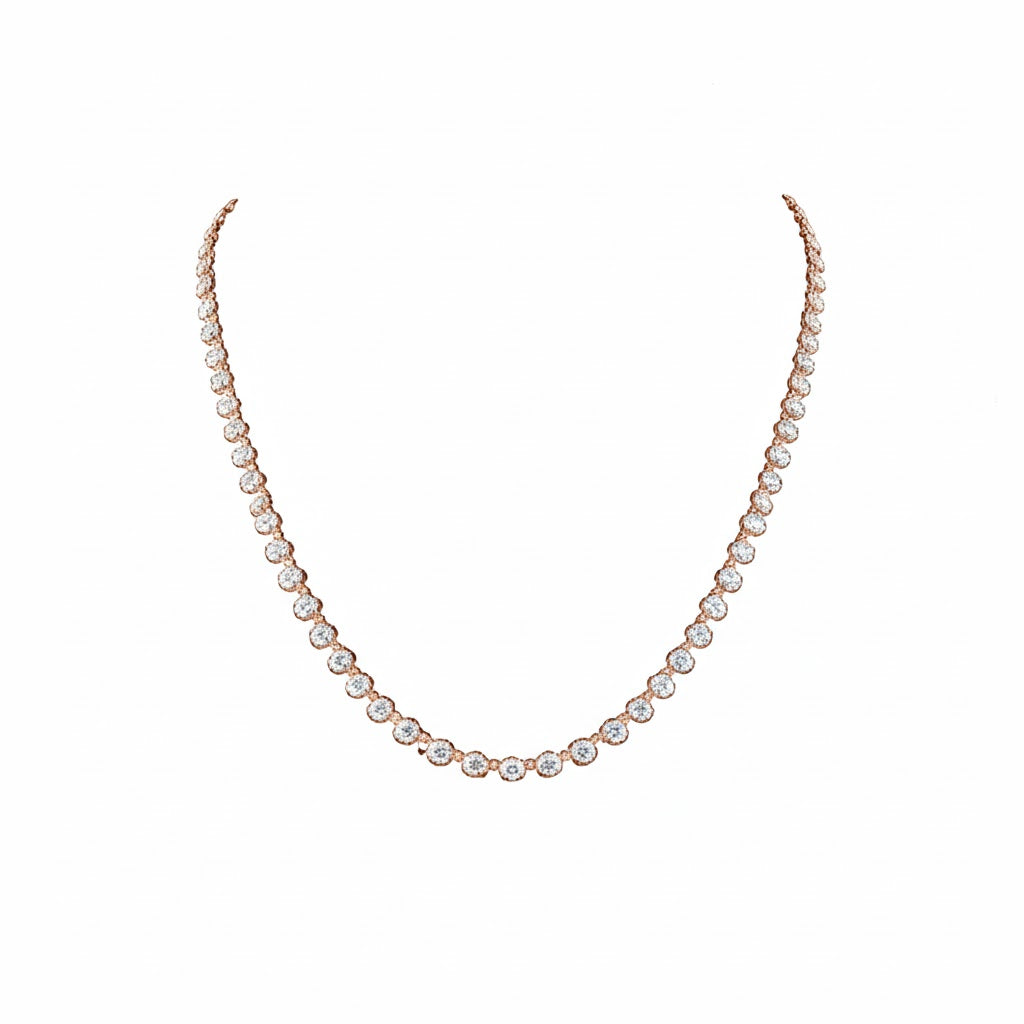 ISABELLA ROSSI 10.52 Ct Round Station Necklace 14K Rose Gold
