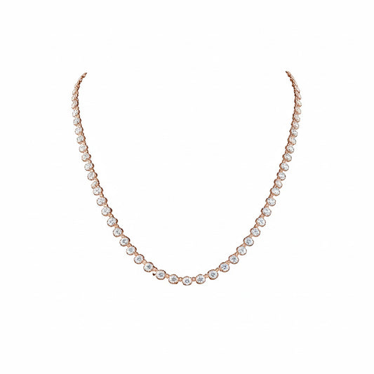 ISABELLA ROSSI 10.52 Ct Round Station Necklace 14K Rose Gold