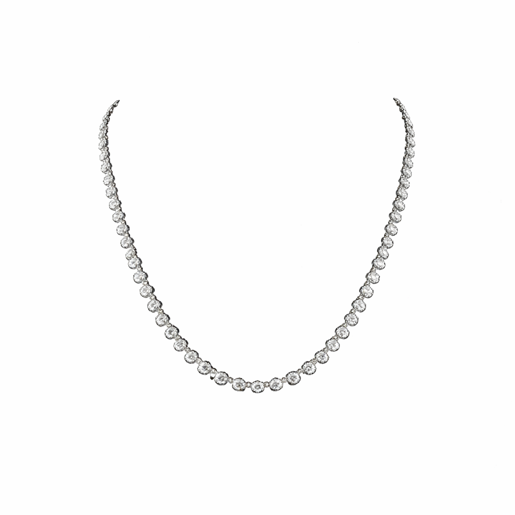 isabella rossi 10.52 ct round station necklace 14k white gold