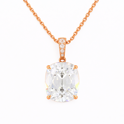 ISADORA  | 3.11 Ct Antique Cushion Solitaire Diamond Pendant  in 14K Rose Gold