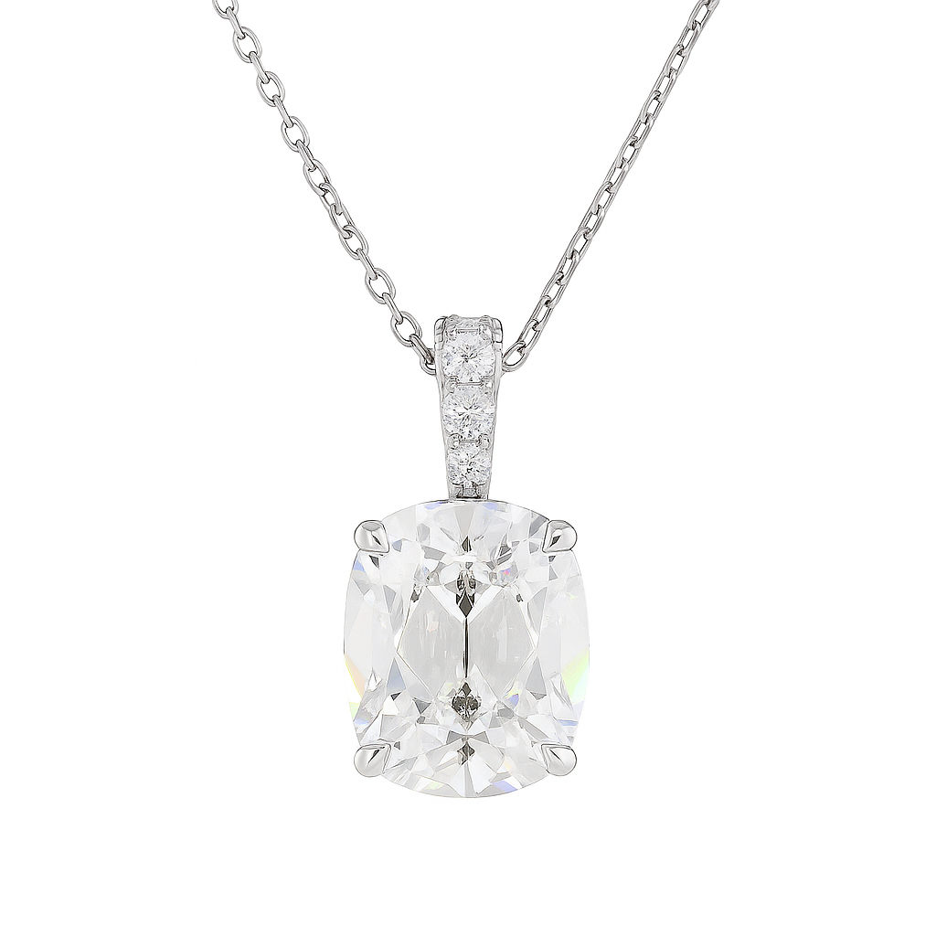 isadora  | 3.11 ct antique cushion solitaire diamond pendant  in 14k white gold
