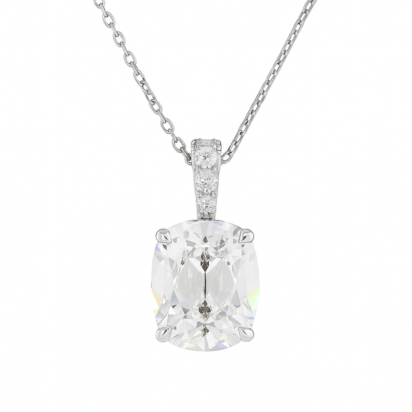 ISADORA  | 3.11 Ct Antique Cushion Solitaire Diamond Pendant  in 14K White Gold