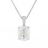 ISADORA  | 3.11 Ct Antique Cushion Solitaire Diamond Pendant  in 14K White Gold