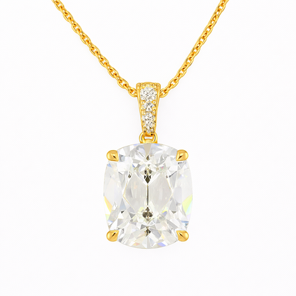 ISADORA  | 3.11 Ct Antique Cushion Solitaire Diamond Pendant  in 14K Yellow Gold