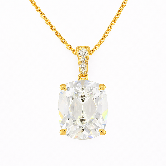 ISADORA  | 3.11 Ct Antique Cushion Solitaire Diamond Pendant  in 14K Yellow Gold