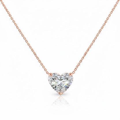 ISOLDE | 3.49 Ct Heart Shape Solitaire Pendant in 14K ROSE GOLD - Lab Grown Diamond