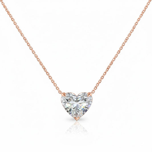 ISOLDE | 3.49 Ct Heart Shape Solitaire Pendant in 14K ROSE GOLD - Lab Grown Diamond