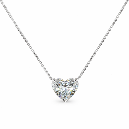 ISOLDE | 3.49 Ct Heart Shape Solitaire Pendant in 14K WHITE GOLD - Lab Grown Diamond