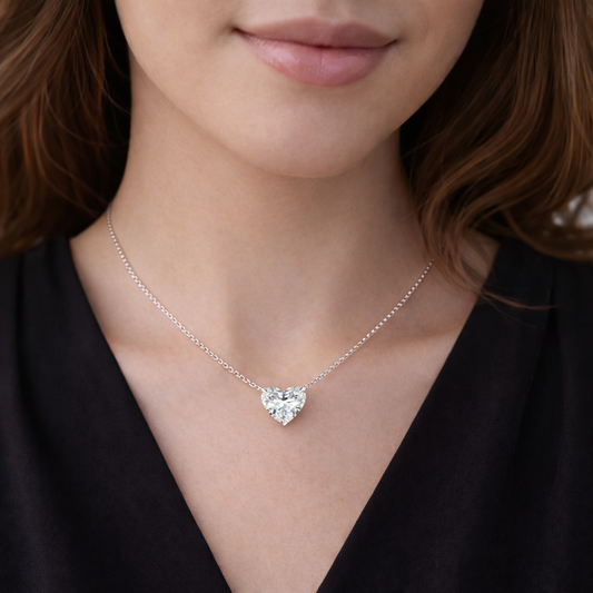 ISOLDE | 3.49 Ct Heart Shape Solitaire Pendant in 14K WHITE GOLD - Lab Grown Diamond
