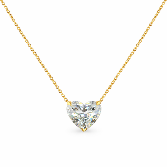 ISOLDE | 3.49 Ct Heart Shape Solitaire Pendant in 14K YELLOW GOLD - Lab Grown Diamond