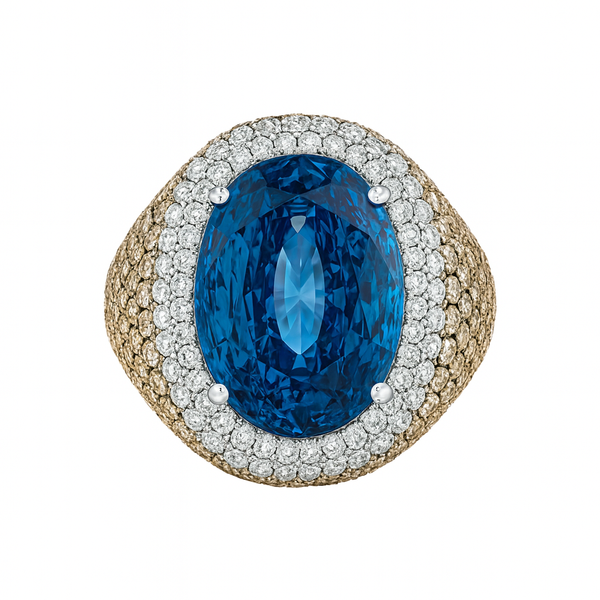 Chromira Topaz Blue Ring | Total 3.30CT Natural | 18K White Gold