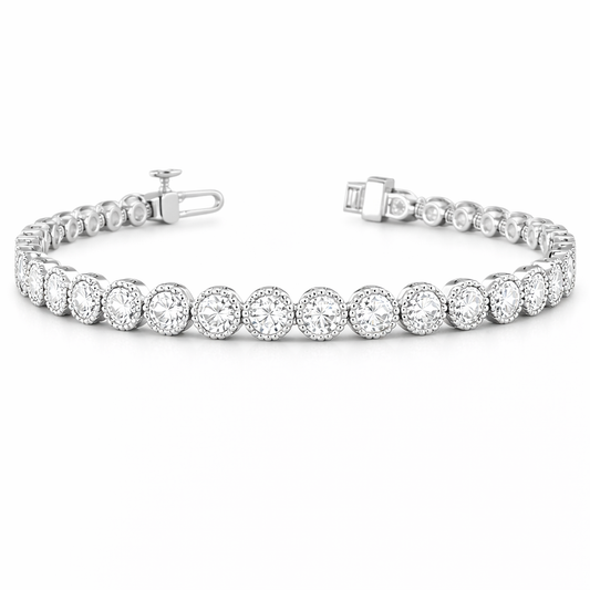 KENSINGTON | 5.22 Ct Round Diamond Tennis Bracelet in 18K White Gold