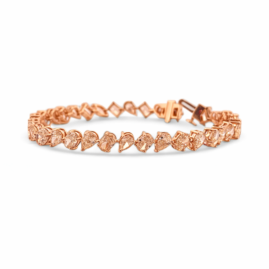 LAURA | 12.05 Ct Mix-Shaped Diamond Tennis Bracelet in 14K Rose Gold