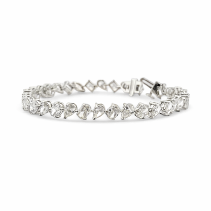 LAURA | 12.05 Ct Mix-Shaped Diamond Tennis Bracelet in 14K White Gold