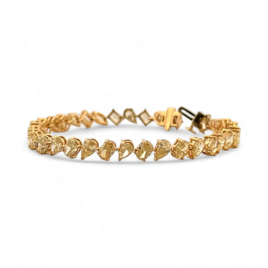 LAURA | 12.05 Ct Mix-Shaped Diamond Tennis Bracelet in 14K Yellow Gold