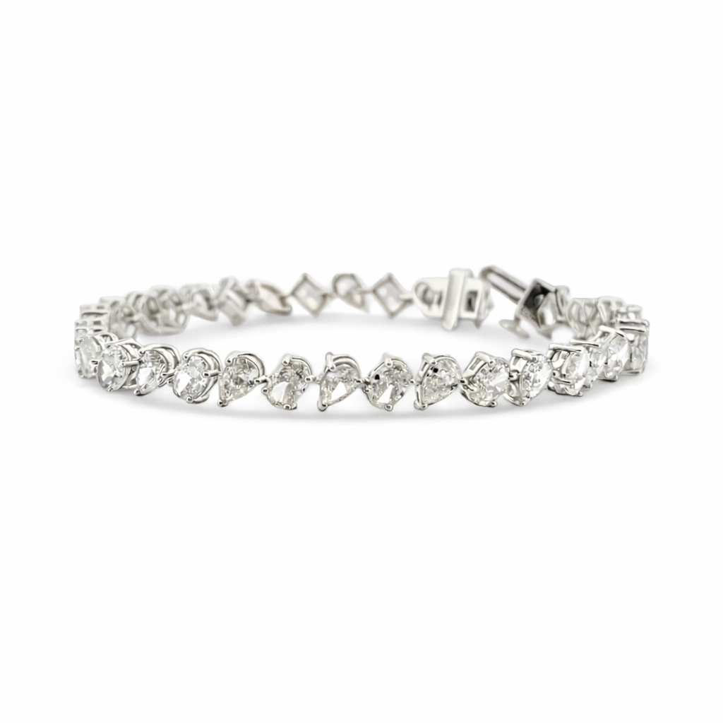 LAURA Mix-Shaped Diamond Tennis Bracelet | 12.05 cts | 14K White Gold