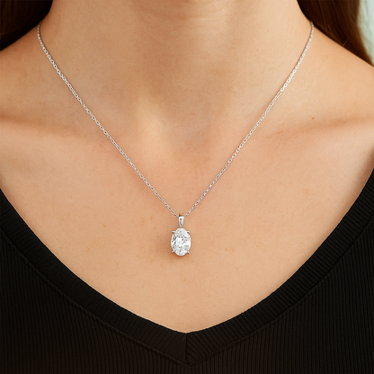 LENORA | 2.07 Ct Antique Oval Pendant in 14K White Gold