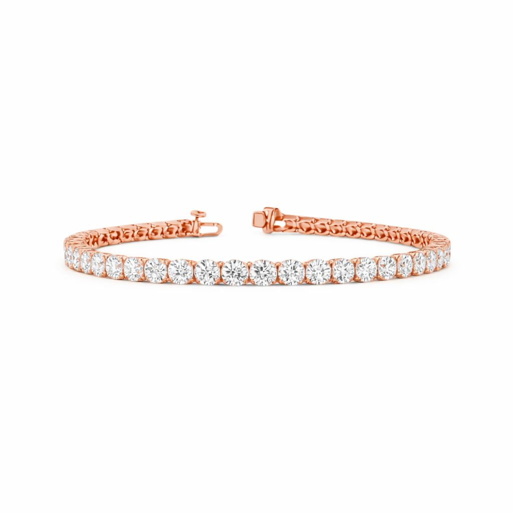 leonora | 16.18 ct round diamond tennis bracelet in 14k rose gold