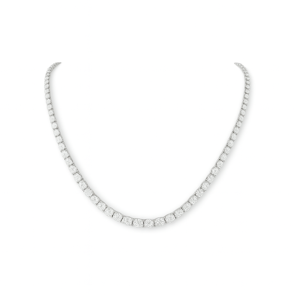 lily | 11.8 ct oval diamond tennis necklace in 18k white gold - lab grown diamond